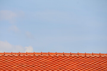 Roof on top and blue sky white cloud background