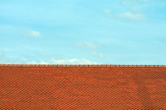 Roof on top and blue sky white cloud pastle tone