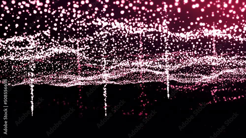 Poster bright shiny background.motion.green and black background on which multicolored small particles move