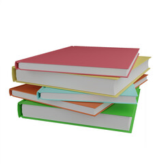 stack book isolated on white background , 3D rendering