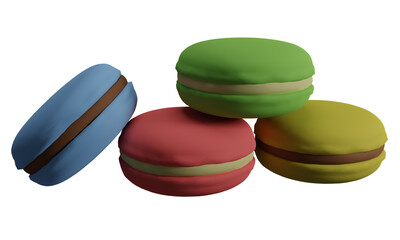 Set of four macarons in different taste , 3D rendering