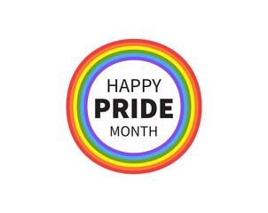 Pride flag circle. Design element for Pride month june logo. LGBT rainbow flag. Vector illustration