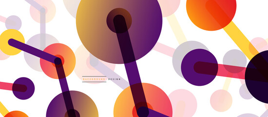 Line points connections geometric abstract background. Circles connected by lines. Trendy techno business template for wallpaper, banner, background or landing