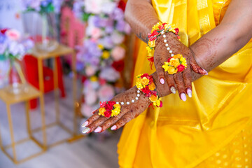 Indian bride's wedding henna mehendi mehndi hands close up