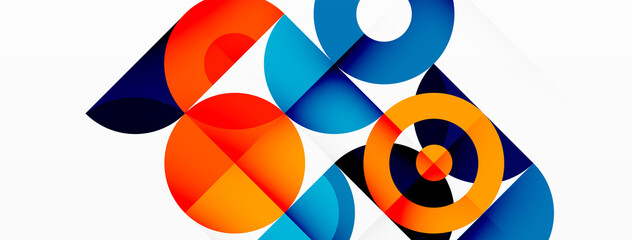 Obraz premium Colorful circle abstract background. Minimal geometric template for wallpaper, banner, presentation