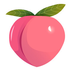 Cute pink peach.Summertime fruit. Vector 