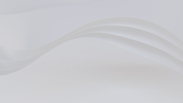 White 3D Undulating lines arranged to create a Light abstract background. 3D Render with copy-space. 