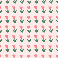 seamless pattern with pink flowers