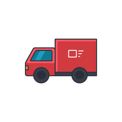 Colored thin icon of delivery truck, business and transportation concept vector illustration.