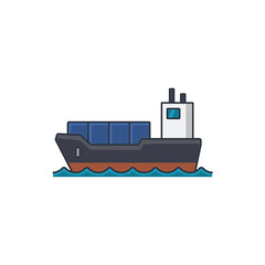 Colored thin icon of ship, business and transportation concept vector illustration.