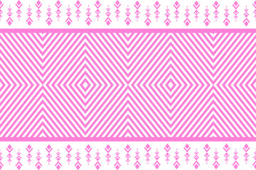 Pink and white geometric ethnic seamless pattern design for wallpaper, background, fabric, curtain, carpet, clothing, and wrapping vector illustration.