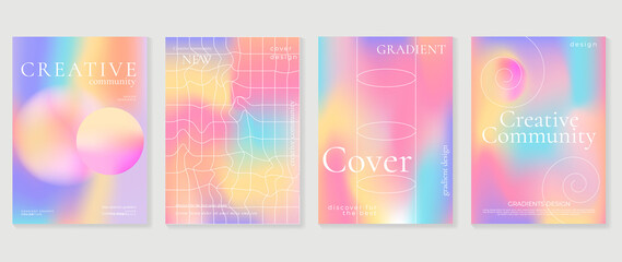 Fluid gradient background vector. Cute and minimal style posters with pastel colorful, geometric shapes and liquid color. Modern wallpaper design for social media, idol poster, banner, flyer. - obrazy, fototapety, plakaty