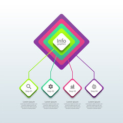Four steps process business infographics template color gradient