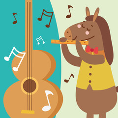 horse playing flute and guitar