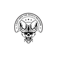 PENTAGRAM DEVIL WARRIOR VINTAGE RETRO GAMING LOGO DESIGN TEMPLET