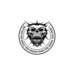 PENTAGRAM DEVIL WARRIOR VINTAGE RETRO GAMING LOGO DESIGN TEMPLET