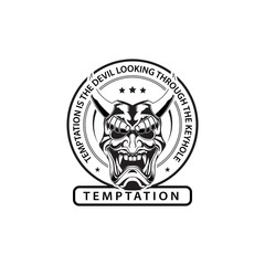 Obraz premium PENTAGRAM DEVIL WARRIOR VINTAGE RETRO GAMING LOGO DESIGN TEMPLET