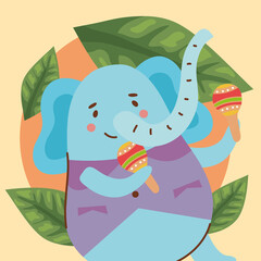 elephant playing maracas