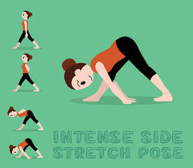 Yoga Tutorial Intense Side Stretch Pose Cartoon Vector Illustration