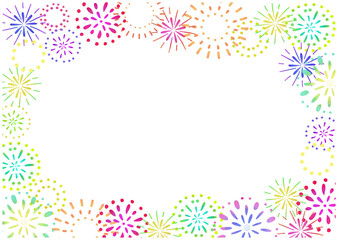 打ち上げ花火のフレーム　横