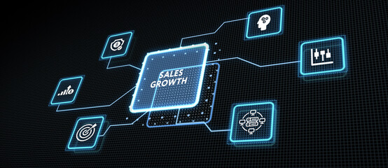Sales growth, increase sales or business growth concept 3d illustration