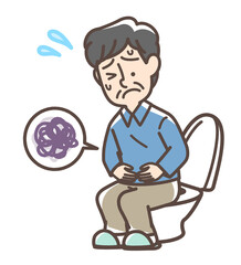 トイレで困っている男性