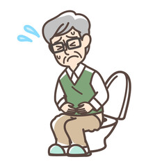 Obraz premium トイレで困っている男性