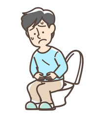 トイレで困っている男性