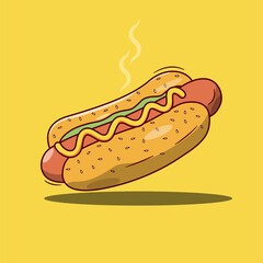 Flat vector Hotdog cartoon icon illustration