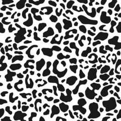 Abstract leopard seamless pattern. Animals trendy background. Monochrome black decorative texture for print, fabric, textile, wallpaper. Modern ornament of stylized skin. Vector illustration
