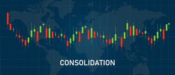 Fototapeta premium consolidation candle stick pattern in stock market exchange indicator of resistance technical analysis