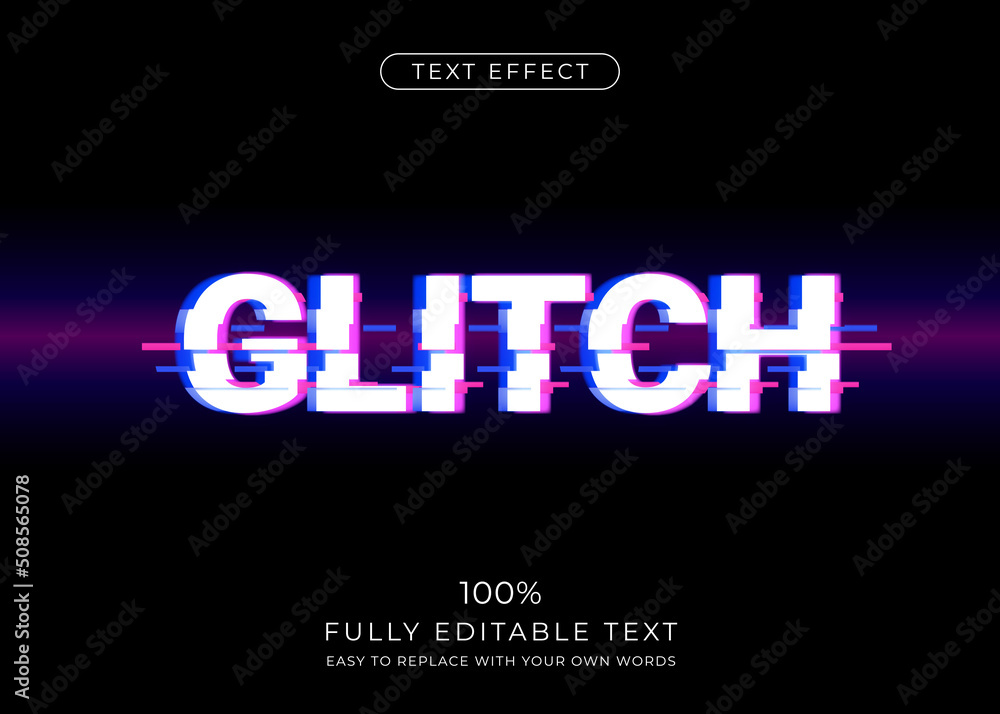 Poster glitch text effect. editable font style