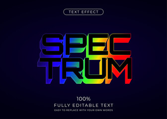 Multicolored light spectrum text effect. Editable font style