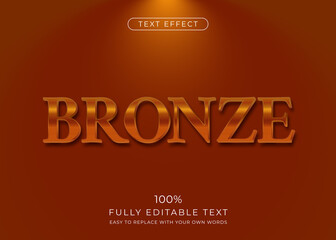 Bronze text effect. Editable font style.