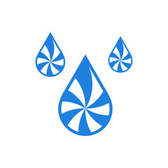 Water drop droplet raindrops Spiral Swirl Radial Hypnotic Psychedelic illusion rotating icon quality vector illustration cut