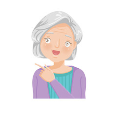 cartoon portrait of an elderly woman
