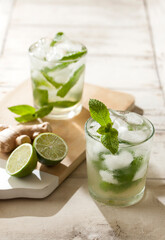 Fresh Ginger Ale Mocktail or Mojito Cocktail