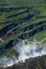 Victoria Falls or "Mosi-oa-Tunya"..(The Smoke that Thunders), Zambezi River, Zimbabwe / Zambia border, Southern Africa.. - aerial