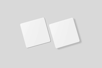 Blank square business card for mockup. 3D Render.
