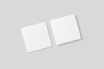 Blank square business card for mockup. 3D Render.
