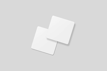 Blank square business card for mockup. 3D Render.
