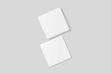 Blank square business card for mockup. 3D Render.
