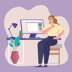 designer girl using computer