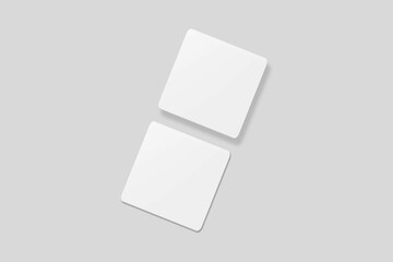Blank square business card for mockup. 3D Render.
