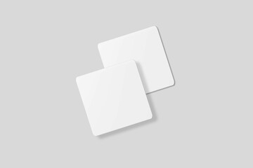 Blank square business card for mockup. 3D Render.
