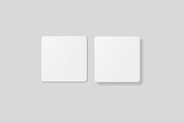 Blank square business card for mockup. 3D Render.
