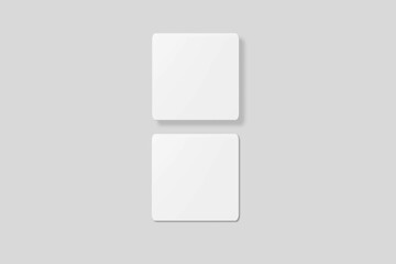 Blank square business card for mockup. 3D Render.
