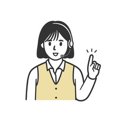 指をたてるコールセンターのオペレーター