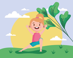 Obraz na płótnie Canvas little girl yoga outdoor