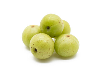 Gooseberry fruits or Amalaki isolated on white background, front view